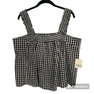 a.n.a Womens XL Black White Gingham Check Sleeveless Top NWT